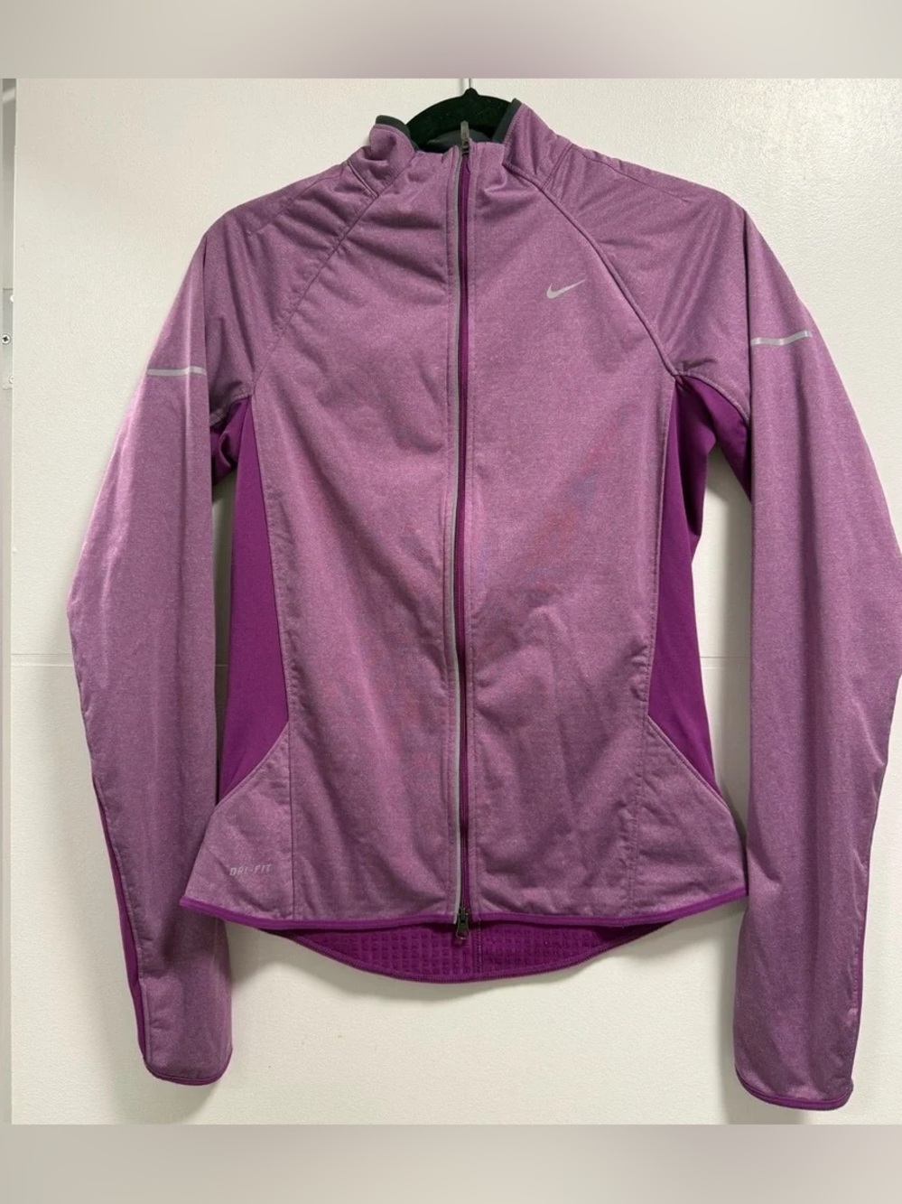 Nike Dri-FIT Purple Full Zip Running Jacket | Reflective | Size Small
